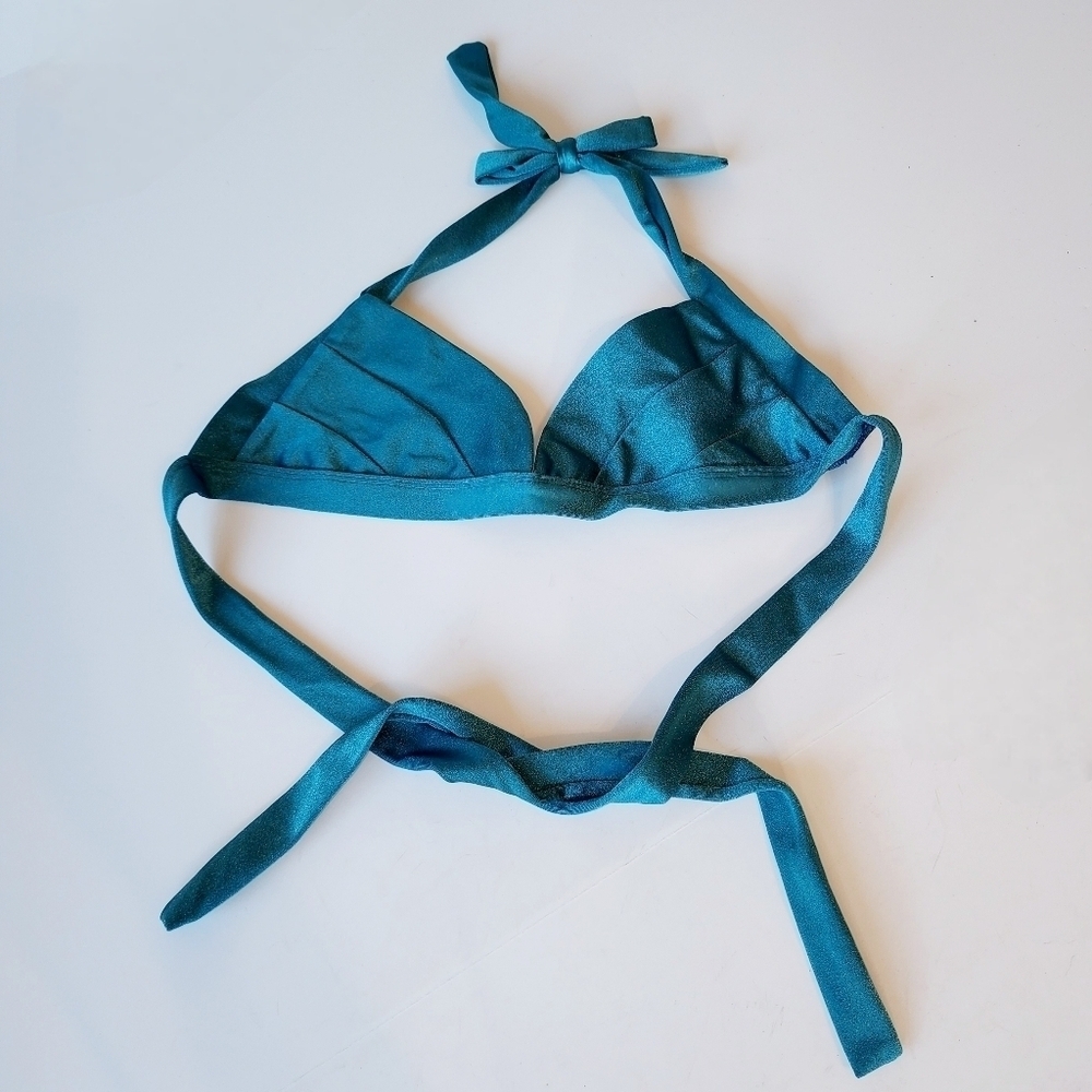 Mikoh Teal Metallic Bikini Top M